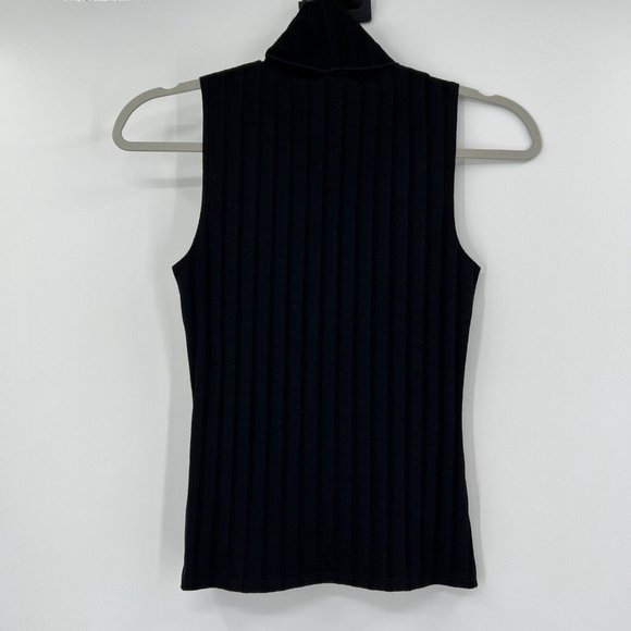 LETT Women's Black Orly Sleeveless Mock Neck Top Blouse Wide Rib sz XS Verishop - Picture 5 of 7